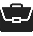 Icon of a black briefcase with a handle and buckle closure.