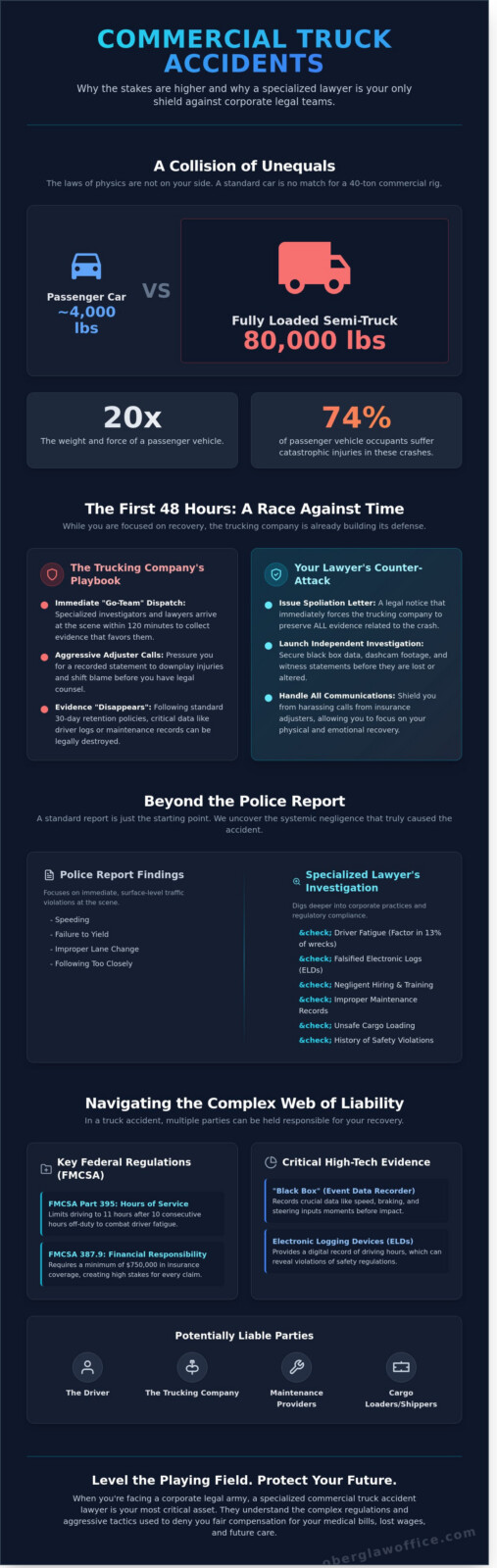 Commercial Truck Accident Lawyer: A Guide to Fighting Corporate Negligence - Infographic