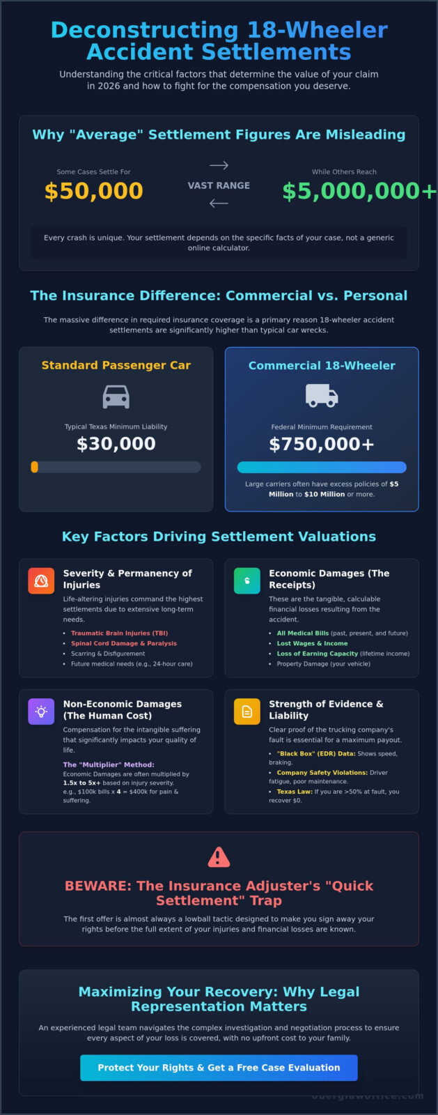 18-Wheeler Accident Settlement Amounts: What Is Your Case Really Worth in 2026?