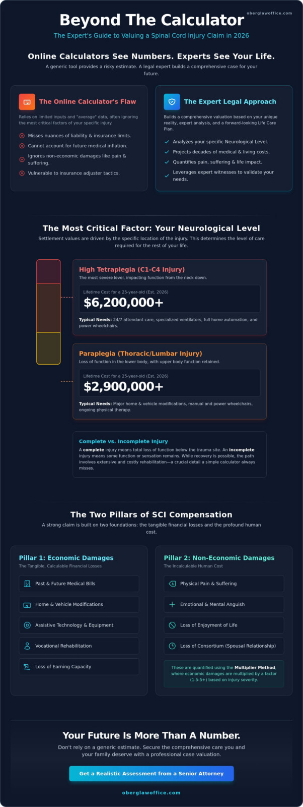 Spinal Cord Injury Settlement Calculator: Estimating Your Recovery in 2026