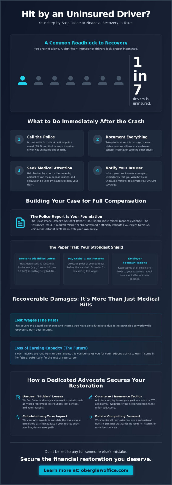 What to Do If Hit by an Uninsured Driver in Texas: Recovering Lost Wages and Damages